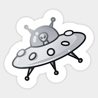 Alien In UFO Sticker